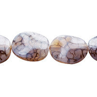 Fire Agate (Black) Wavy Flat Oval Beads