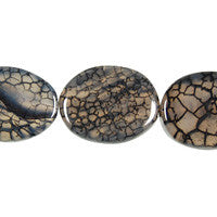 Fire Agate (Black) Flat Oval Beads