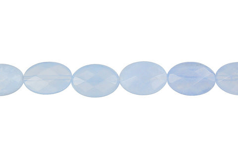 Blue Chalcedony Faceted Flat Oval Beads