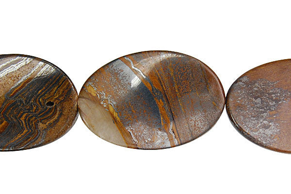 Tiger Iron (AAA) Twisted Flat Oval Beads
