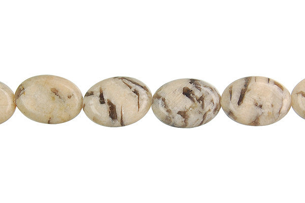 Silkworm Jasper Flat Oval Beads