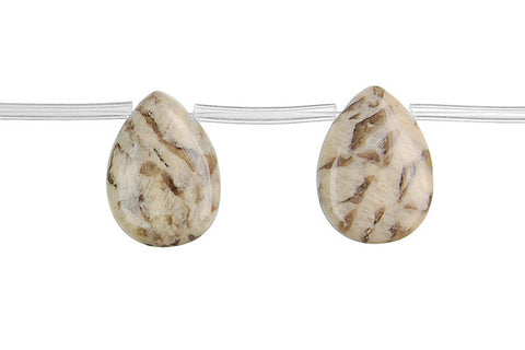 Silkworm Jasper Flat Briolette Beads