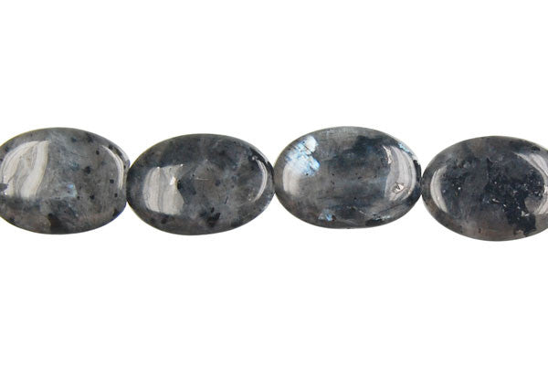 Larvikite Flat Oval Beads