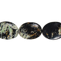 Fireworks Jasper Twisted Flat Oval Beads