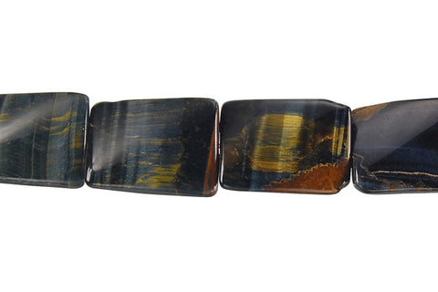 Blue Tiger Eye Twisted Rectangle Beads