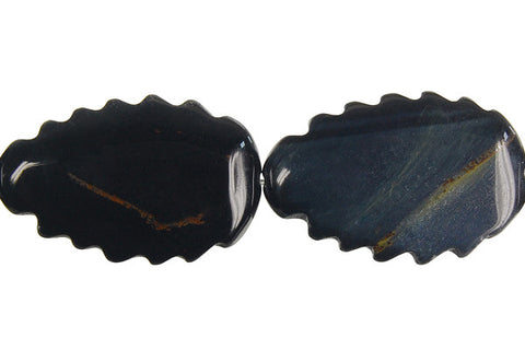 Blue Tiger Eye Leaf (Vertical Drilled) Beads
