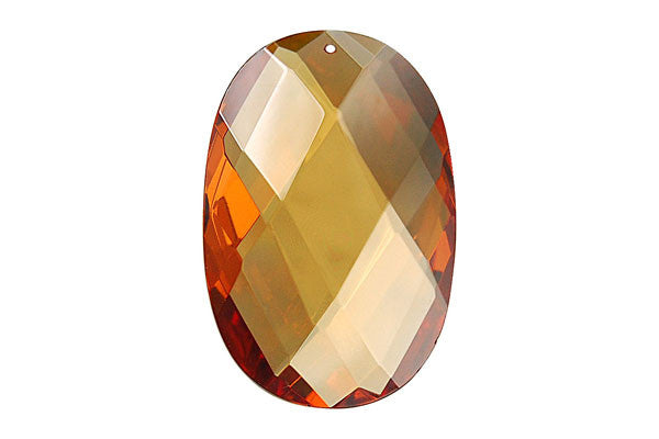 Pendant Cubic Zirconia Faceted Flat Oval (Champagne)