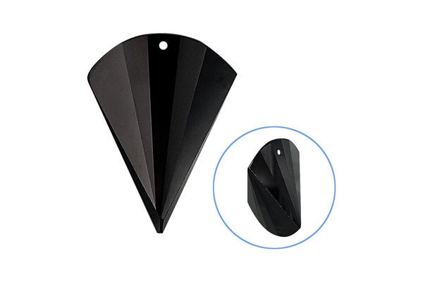 Pendant Cubic Zirconia Faceted Fan (Black)