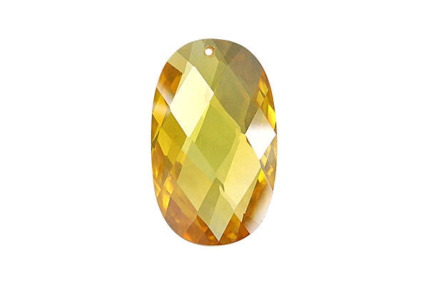 Pendant Cubic Zirconia Faceted Flat Oval (Yellow)