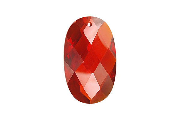 Pendant Cubic Zirconia Faceted Flat Oval (Ruby)