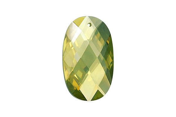 Pendant Cubic Zirconia Faceted Flat Oval (Olivine)