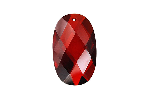Pendant Cubic Zirconia Faceted Flat Oval (Garnet Red)
