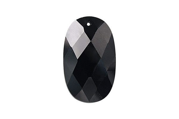 Pendant Cubic Zirconia Faceted Flat Oval (Black)