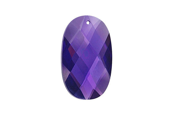 Pendant Cubic Zirconia Faceted Flat Oval (Amethyst)
