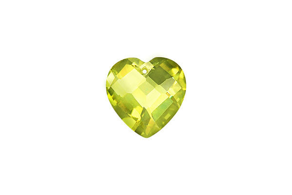Pendant Cubic Zirconia Faceted Flat Heart (Olivine)