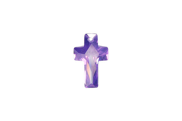 Pendant Cubic Zirconia Faceted Cross (Amethyst)
