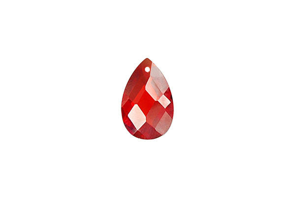 Pendant Cubic Zirconia Faceted Flat Briolette (Ruby)