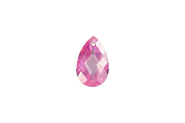Pendant Cubic Zirconia Faceted Flat Briolette (Pink)