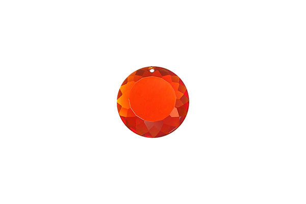 Pendant Cubic Zirconia Faceted Coin (Ruby)