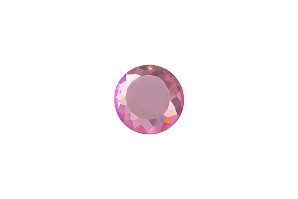 Pendant Cubic Zirconia Faceted Coin (Pink)