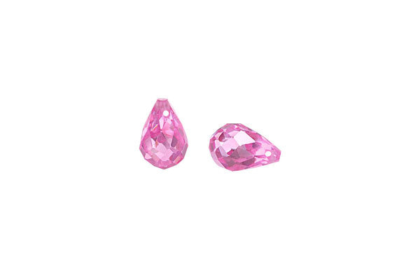 Pendant Cubic Zirconia Faceted Briolette (Pink)