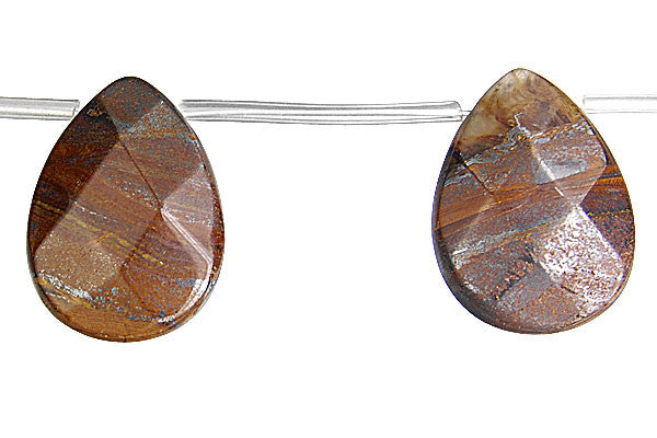 Tiger Iron (AAA) Faceted Flat Briolette Beads