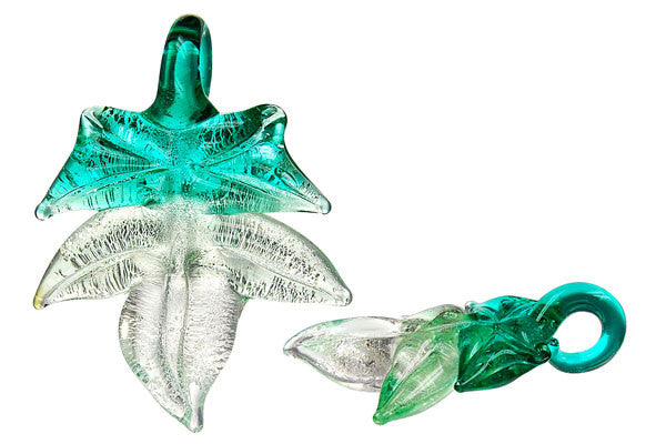 Pendant Murano Foil Glass Leaf (L-51)