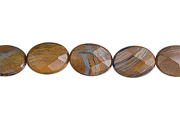 Tiger Iron (AAA) Faceted Flat Oval Beads