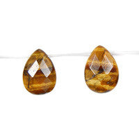 Tiger Eye Faceted Flat Briolette Beads