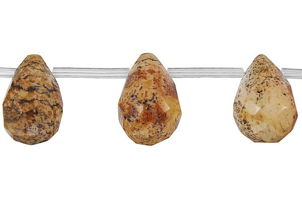 Picture Jasper Faceted Briolette Beads