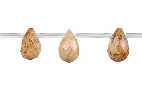 Picture Jasper Faceted Briolette Beads