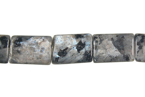 Larvikite Puffy Rectangle Beads