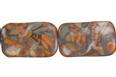 Golden Jasper Wavy Rectangle Beads