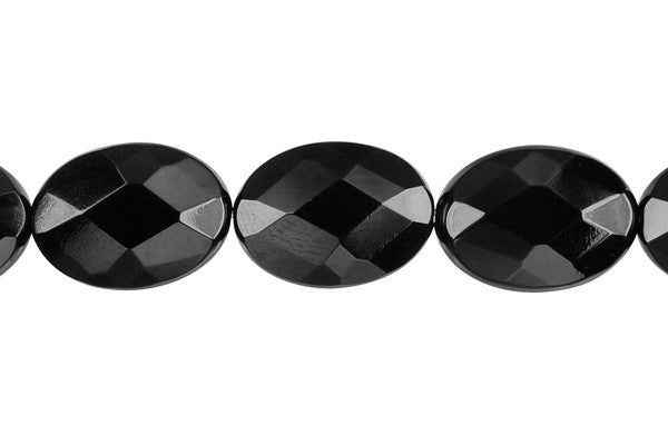 Black Onyx (AAA) Faceted Flat Oval Beads
