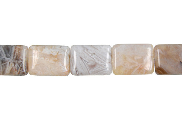 Bamboo Leaf Agate Rectangle Beads