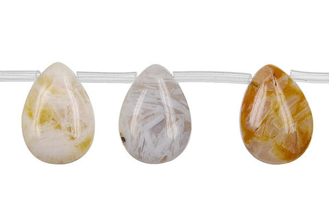 Bamboo Leaf Agate Flat Briolette Beads
