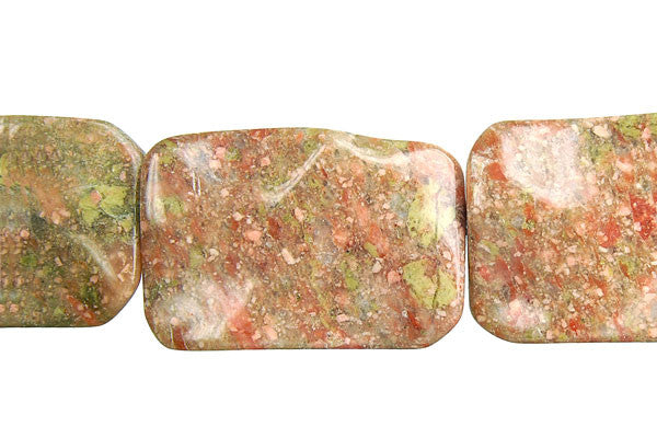Unakite Wavy Rectangle Beads