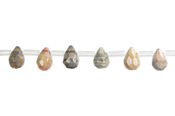 Silvermist Faceted Briolette Beads