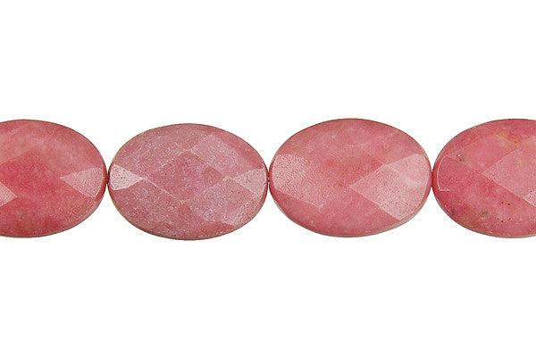 Rhodonite Faceted Flat Oval Beads