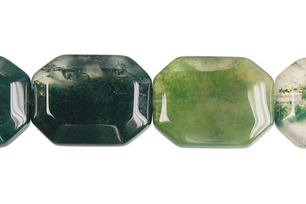Moss Agate Rectangle Faceted Beads