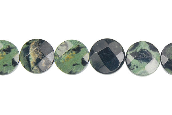 Kambaba Jasper Faceted Coin Beads