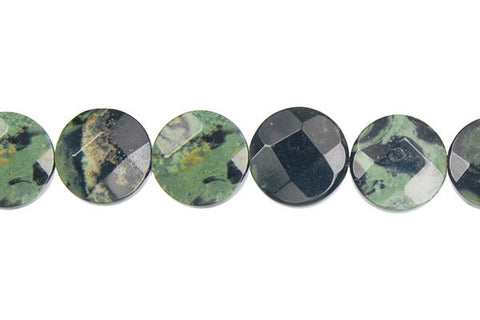 Kambaba Jasper Faceted Coin Beads