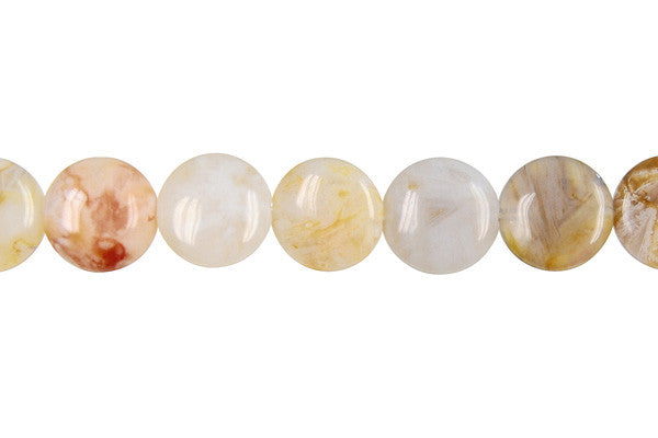 Bamboo Leaf Agate Coin Beads