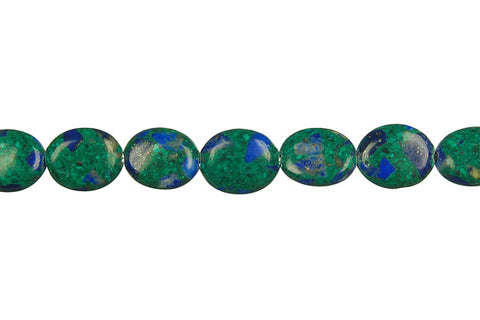 Azurite-Malachite Flat Oval Beads