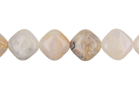 Bamboo Leaf Agate Diamond Square Beads