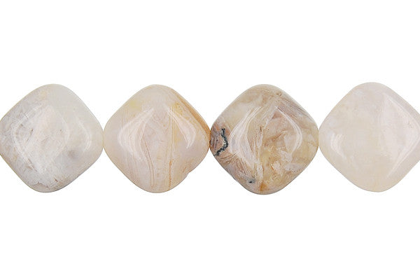 Bamboo Leaf Agate Diamond Square Beads