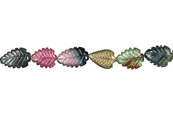 Tourmaline Carved Leaf Beads