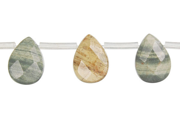 Silvermist Faceted Flat Briolette Beads