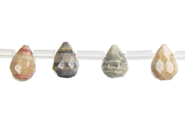 Silvermist Faceted Briolette Beads