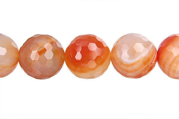 Red Agate Faceted Round Beads